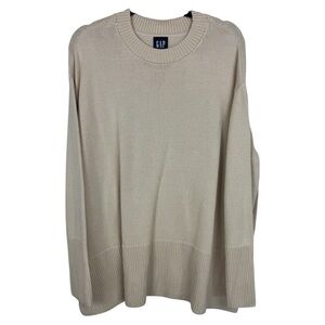 Gap Womens Cream Oversized Crewneck Cotton Sweater Size XXL
